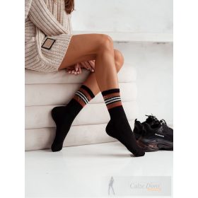MILENA női zokni frottír 139, csíkos, nero 38-41