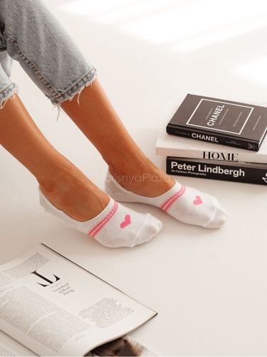 MILENA női titokzokni. 17, szivecskés, white/pink, 39-41