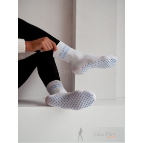 MILENA női zokni 173, pilates ABS, white/blue 37-41